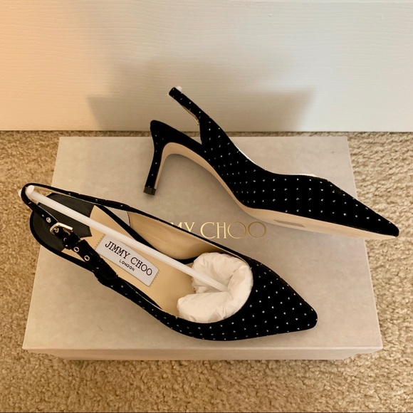 Jimmy Choo Erin Glittered Velvet Slingback Pumps - Picture 2 of 7